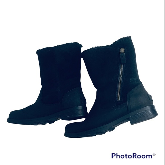 SOREL Emelie WP Black Boots Size 7 - Picture 4 of 15